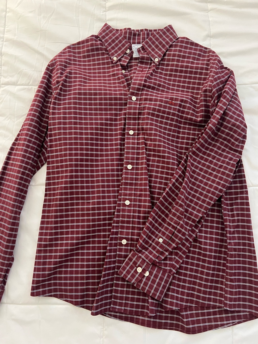 Brooks Brothers Burgundy Plaid Button-Down Shirt